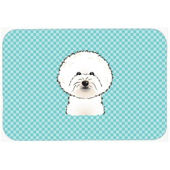 Checkerboard Blue Bichon Frise Mouse Pad, Hot Pad Or Trivet, 7.75 x 9.25 In.