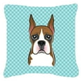 thumbnail image 1 of Checkerboard Blue Boxer Fabric Decorative Pillow, 1 of 4
