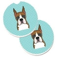 thumbnail image 1 of Checkerboard Blue Boxer Set of 2 Cup Holder Car Coaster, 1 of 1