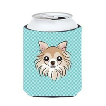 Checkerboard Blue Chihuahua Can Or Bottle Hugger, 12 Oz.