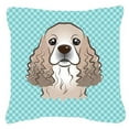 thumbnail image 1 of Checkerboard Blue Cocker Spaniel Fabric Decorative Pillow, 14 x 14 In., 1 of 1