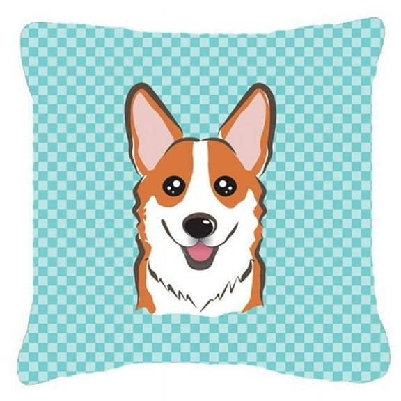 Checkerboard Blue Corgi Fabric Decorative Pillow