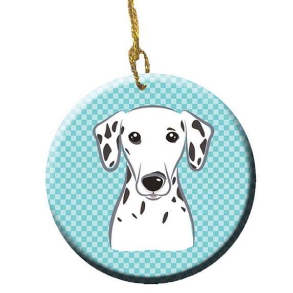 Checkerboard Blue Dalmatian Ceramic Ornament, 2.81 In.