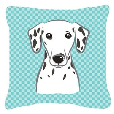 Checkerboard Blue Dalmatian Fabric Decorative Pillow