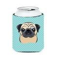 thumbnail image 1 of Checkerboard Blue Fawn Pug Can or Bottle Hugger, 1 of 2