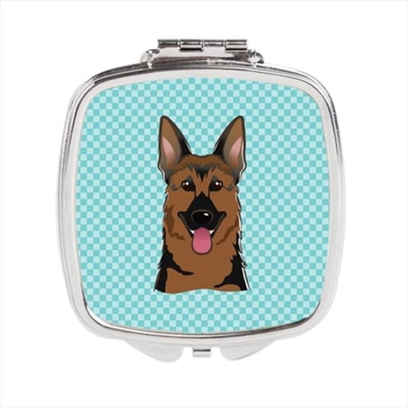 Checkerboard Blue German Shepherd Compact Mirror- 2.75 x 3 x .3 In.