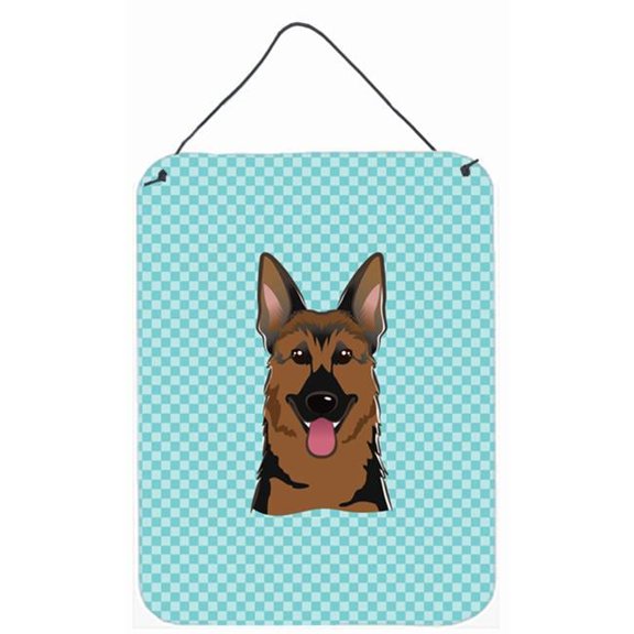 Checkerboard Blue German Shepherd Wall and Door Hanging Prints