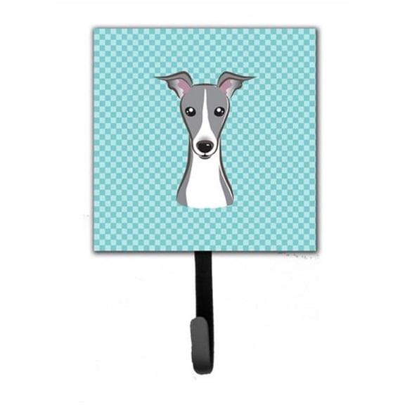 Checkerboard Blue Italian Greyhound Leash & Key Holder