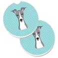 thumbnail image 1 of Checkerboard Blue Italian Greyhound Set of 2 Cup Holder Car Coaster, 1 of 1