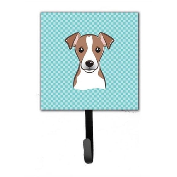 Checkerboard Blue Jack Russell Terrier Leash & Key Holder