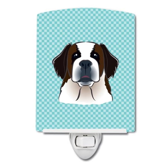 Checkerboard Blue Saint Bernard Ceramic Night Light