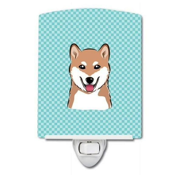 Checkerboard Blue Shiba Inu Ceramic Night Light