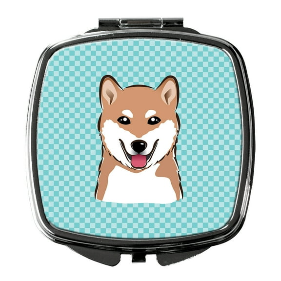 Checkerboard Blue Shiba Inu Compact Mirror BB1163SCM