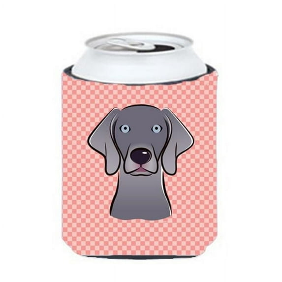 Checkerboard Blue Weimaraner Can or Bottle Hugger