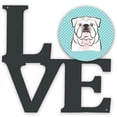thumbnail image 1 of Checkerboard Blue White English Bulldog Metal Wall Artwork LOVE, 1 of 2
