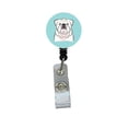 thumbnail image 1 of Checkerboard Blue White English Bulldog Retractable Badge Reel, 1 of 1