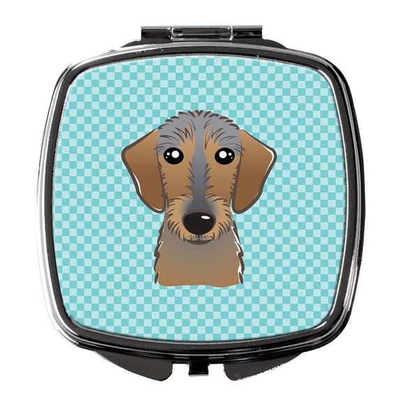 Checkerboard Blue Wirehaired Dachshund Compact Mirror BB1171SCM