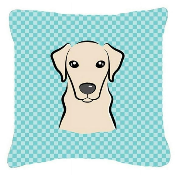 Checkerboard Blue Yellow Labrador Fabric Decorative Pillow