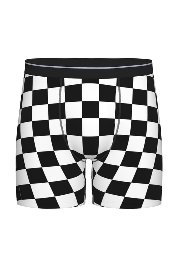 Checkerboard Boxer Briefs Novelty Underwear With Fly Underwear For Men