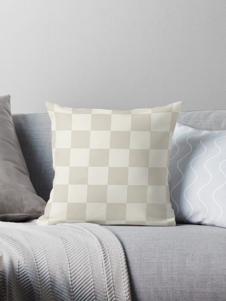 Checkerboard Check Geometric Checked Pattern in Mushroom Beige and