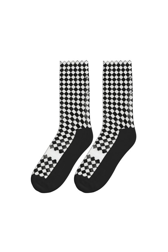 Checkerboard Chess Colorful Athletic Crew Novelty Socks For Men Women