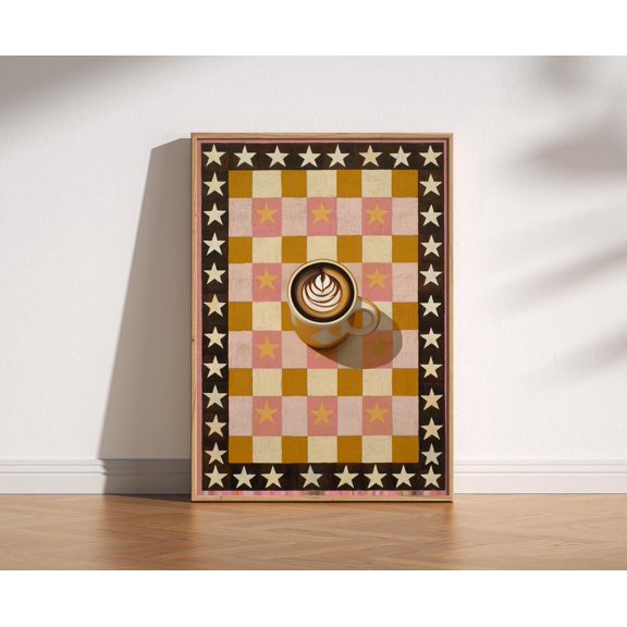 Checkerboard Coffee Kitchen Wall Art Poster Unframed Paper Print