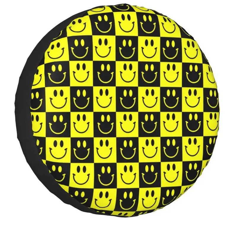 Checkerboard Daisies Flowers Spare Tire Cover for Honda CRV RV SUV 4WD