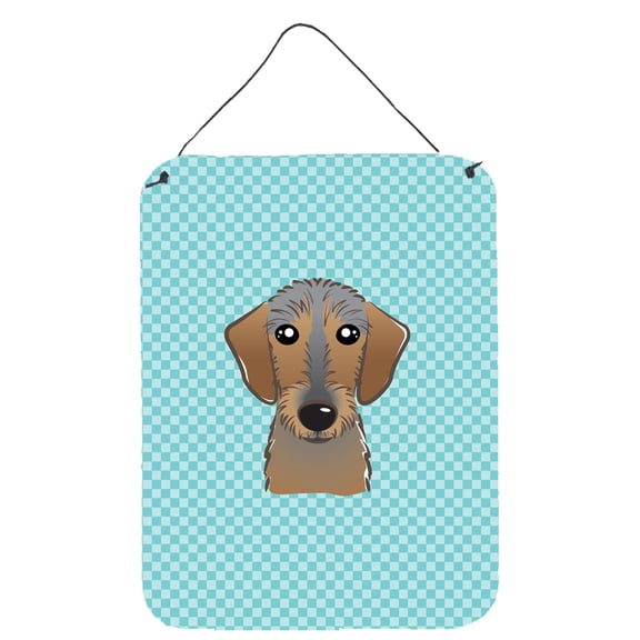 Caroline's Treasures BB1171DS1216 Checkerboard Blue Wirehaired Dachshund Wall or Door Hanging Prints, 12x16, multicolor