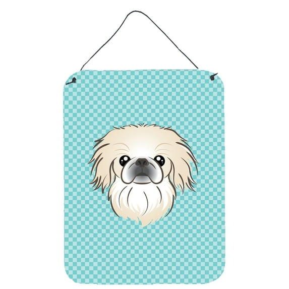 Caroline's Treasures BB1159DS1216 Checkerboard Blue Pekingese Wall or Door Hanging Prints, 12x16, multicolor