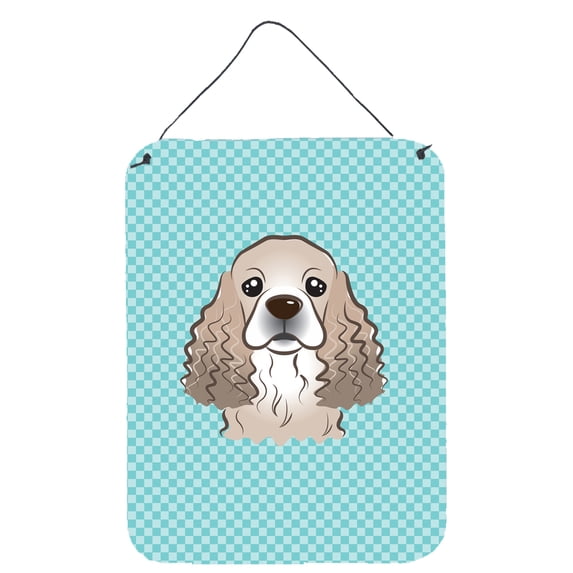 Caroline's Treasures BB1154DS1216 Checkerboard Blue Cocker Spaniel Wall or Door Hanging Prints, 12x16, multicolor