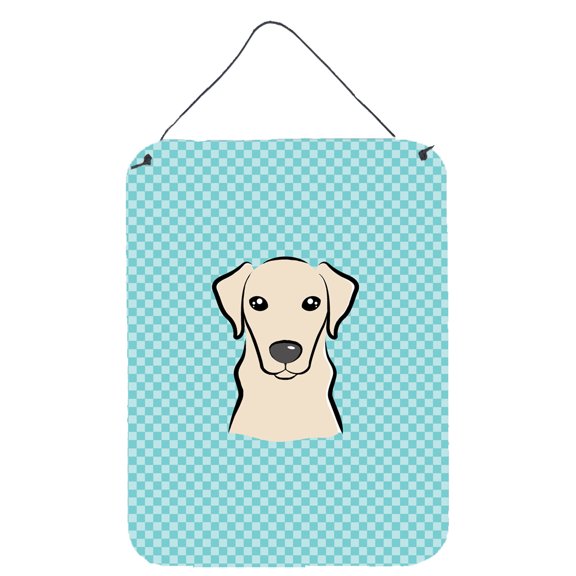 Caroline's Treasures BB1160DS1216 Checkerboard Blue Yellow Labrador Wall or Door Hanging Prints, 12x16, multicolor