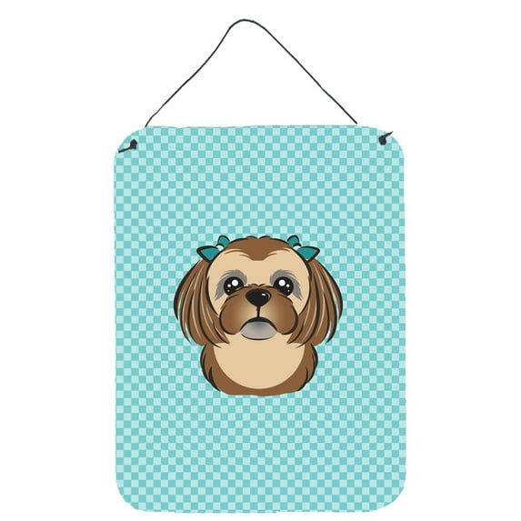 Caroline's Treasures BB1187DS1216 Checkerboard Blue Chocolate Brown Shih Tzu Wall or Door Hanging Prints, 12x16,