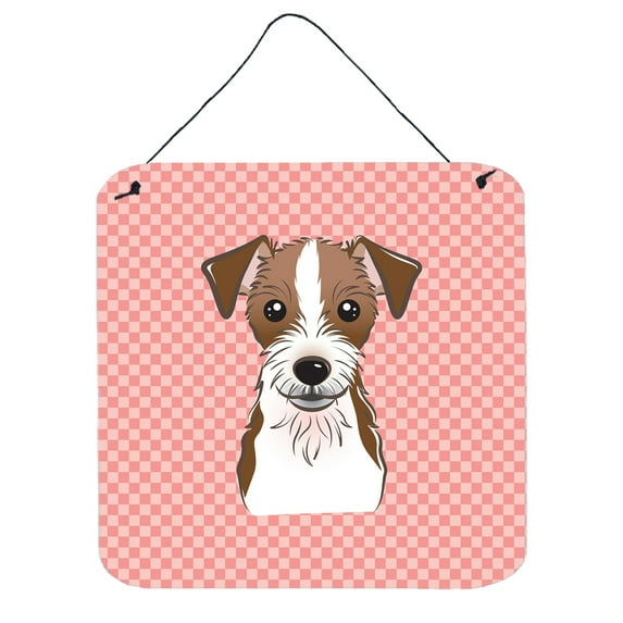 Checkerboard Design with Dog Wall or Door Hanging Prints