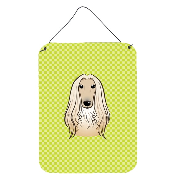 Caroline's Treasures BB1306DS1216 Checkerboard Lime Green Afghan Hound Wall or Door Hanging Prints, 12x16, multicolor