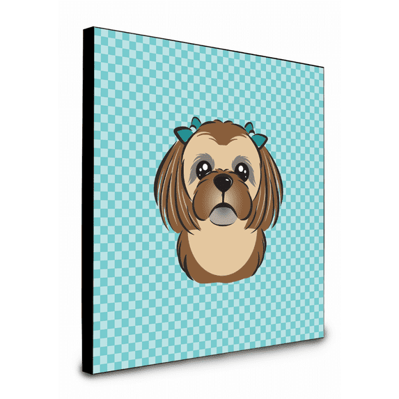 Caroline's Treasures BB1187UP88 Checkerboard Blue Chocolate Brown Shih Tzu Artwork Wall Panel, , multicolor
