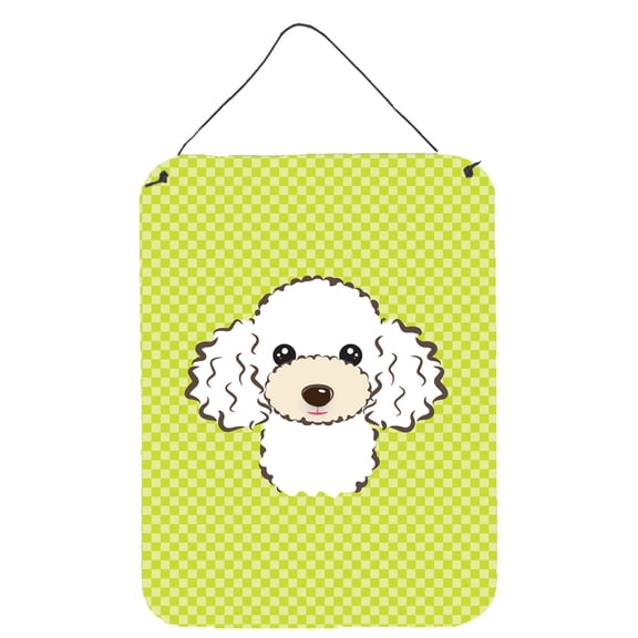 Caroline's Treasures BB1319DS1216 Checkerboard Lime Green White Poodle Wall or Door Hanging Prints, 12x16, multicolor