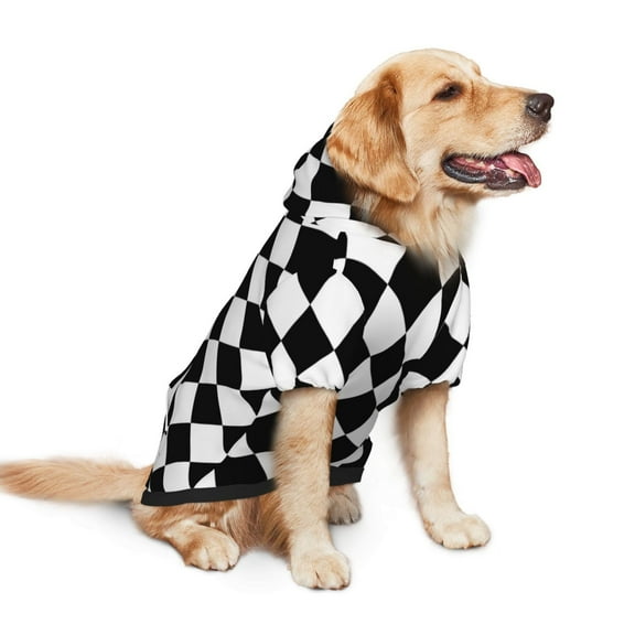 Checkerboard Dog Hoodie Pet Coat for Medium and Large Dogs Daily Use Large