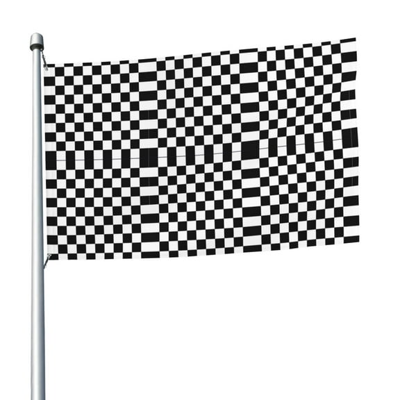 5ft X 8ft White And Black Checkered Pattern Flag Weather-Resistant Polyester Outdoor Decor