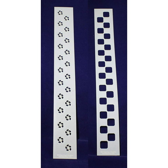 Checkerboard/Flower Border Stencil Set-14 Mil Mylar-3" x 23.5 Painting/Crafts