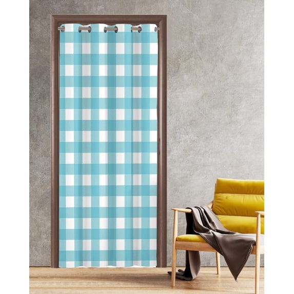 Checkerboard Grid Print Door Curtains for Kids Bedroom Kitch Nor Doors Cover Gro