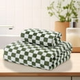 thumbnail image 1 of Checkerboard Grid Velvet Bath Towel - Ultra Soft & Anti-Shedding (30x60in) - Super Absorbent Cotton with Quick-Dry Tech for Home/Gym/Spa (1-Pack, Luxury Weave) Green, 1 of 3