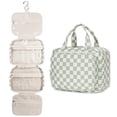 thumbnail image 1 of Checkerboard Hanging Travel Toiletry Bag with Hook, Makeup Bags for Women Cosmetic Organizer Toiletries for Brush Shampoo Travel Essentials, Green, 1 of 9