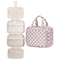 thumbnail image 1 of Checkerboard Hanging Travel Toiletry Bag with Hook, Makeup Bags for Women Cosmetic Organizer Toiletries for Brush Shampoo Travel Essentials, Pink, 1 of 9