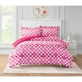 thumbnail image 1 of Checkerboard Hearts Hot Pink 3-Piece Ultra Soft Microfiber Comforter Set - Full, 1 of 7
