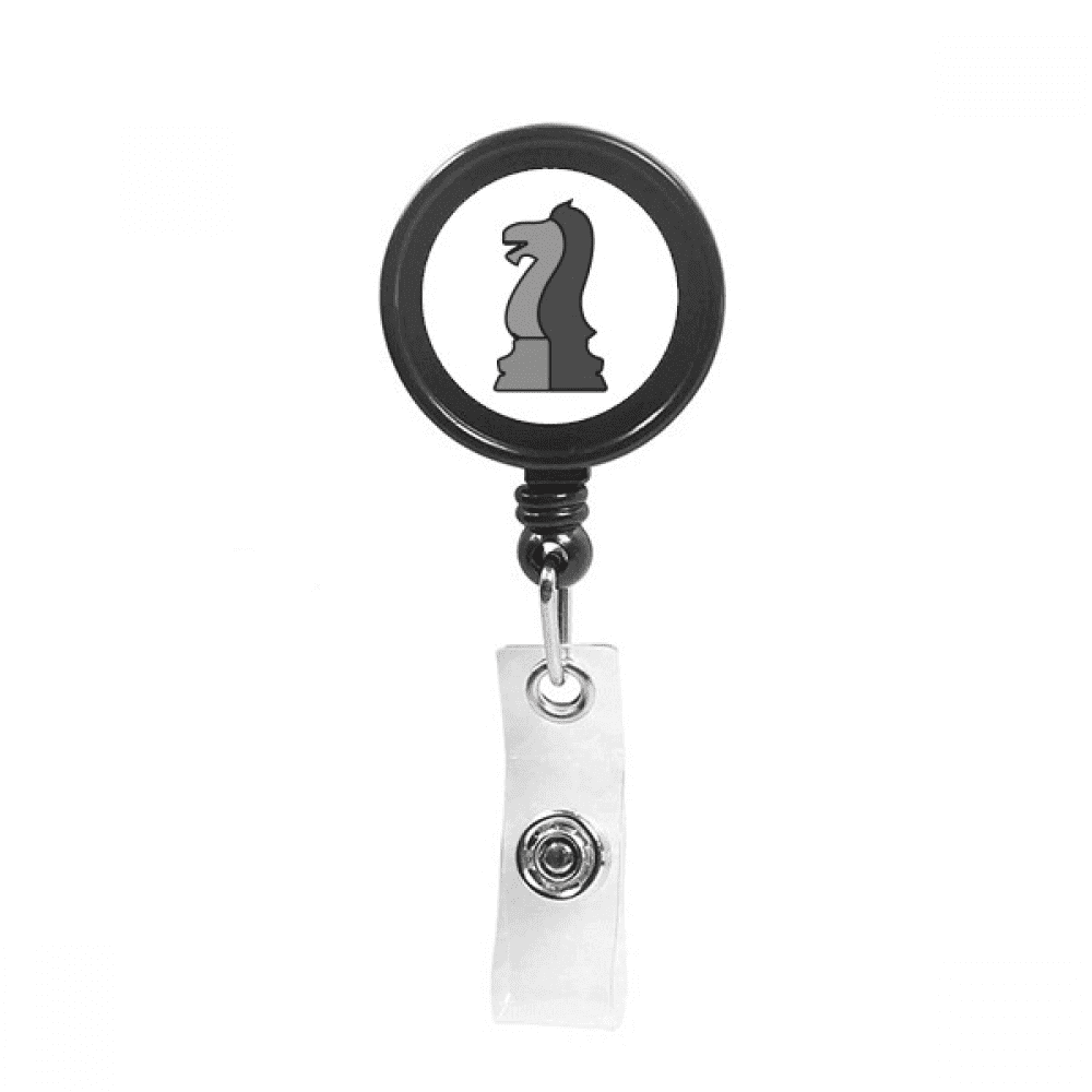 Checkerboard Knight White Word Chess Retractable Keychain Badge Holder ID Badge