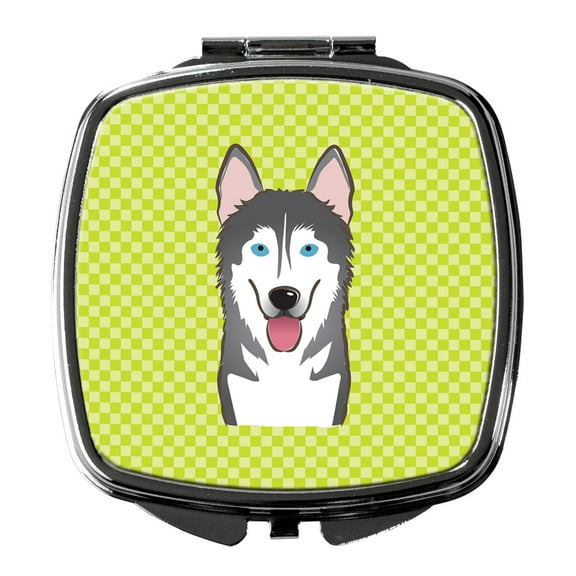 Checkerboard Lime Green Alaskan Malamute Compact Mirror BB1280SCM