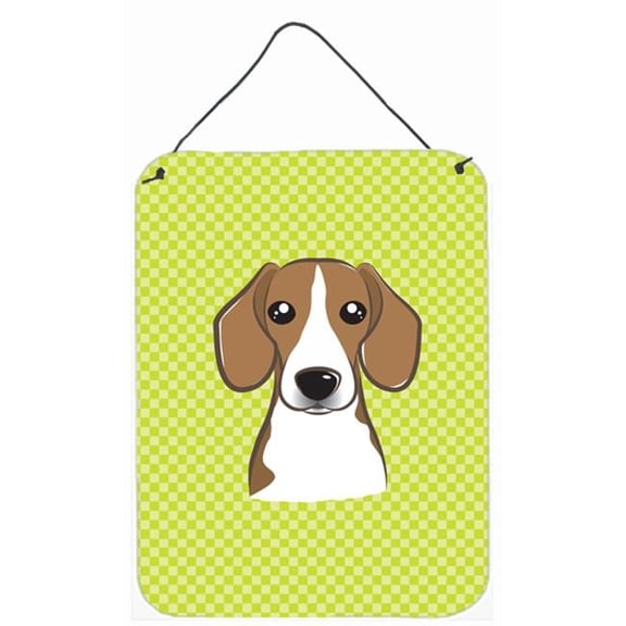 Checkerboard Lime Green Beagle Wall and Door Hanging Prints