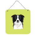 thumbnail image 1 of Checkerboard Lime Green Border Collie Aluminum Metal Wall Or Door Hanging Prints, 6 x 6 In., 1 of 1