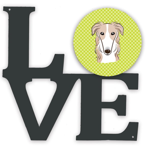 Checkerboard Lime Green Borzoi Metal Wall Artwork LOVE