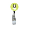 thumbnail image 1 of Checkerboard Lime Green Boston Terrier Retractable Badge Reel, 1 of 1